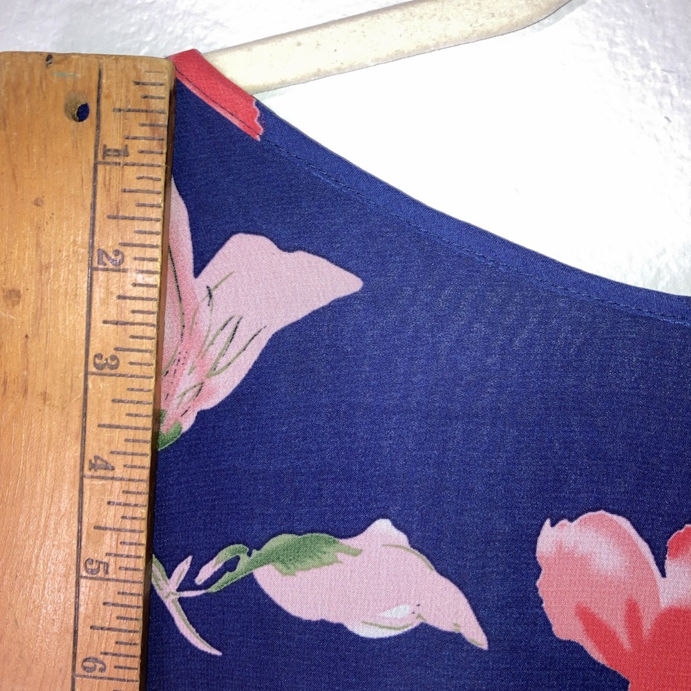 Mabel Dress M Blue Bright Floral Dress Lined Low Back Flowy - Picture 4 of 10